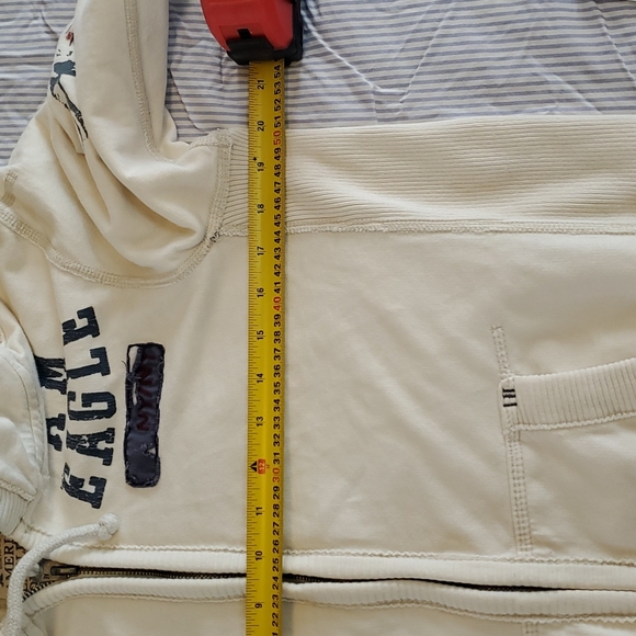 🔥$5 SALE!.merican Eagle "Vintage fit" cream full zip hoodie. Sz XS-S - Picture 8 of 10